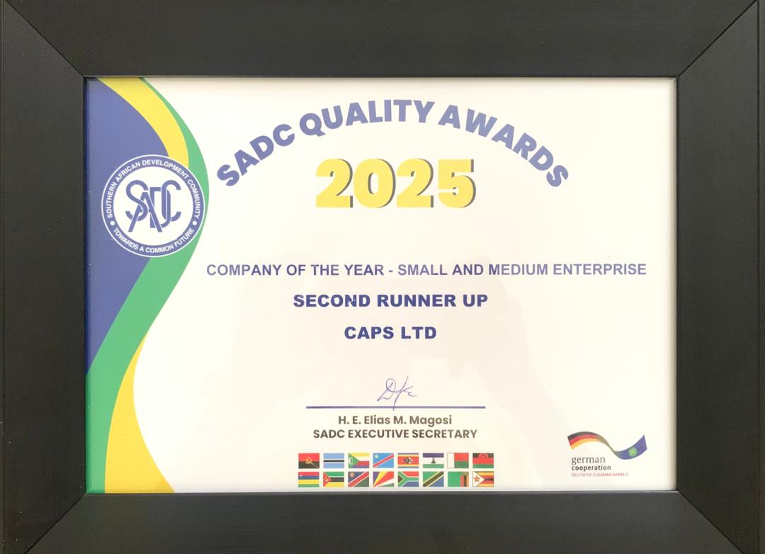 SADC QUALITY AWARDS COMPANY OF THE YEAR (SME) SECOND RUNNER UP 2025