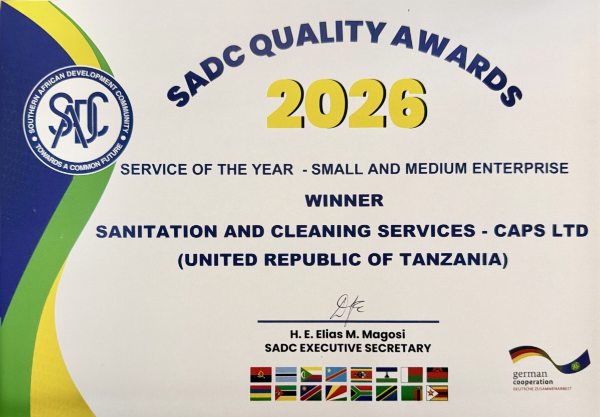SADC QUALITY AWARDS SERVICE OF THE YEAR (SME) SANITATION AND CLEANING SERVICE 2026